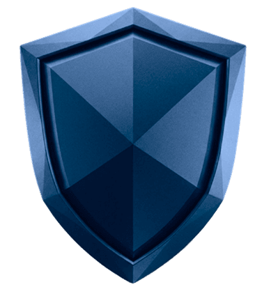 Blue shield icon with geometric pattern